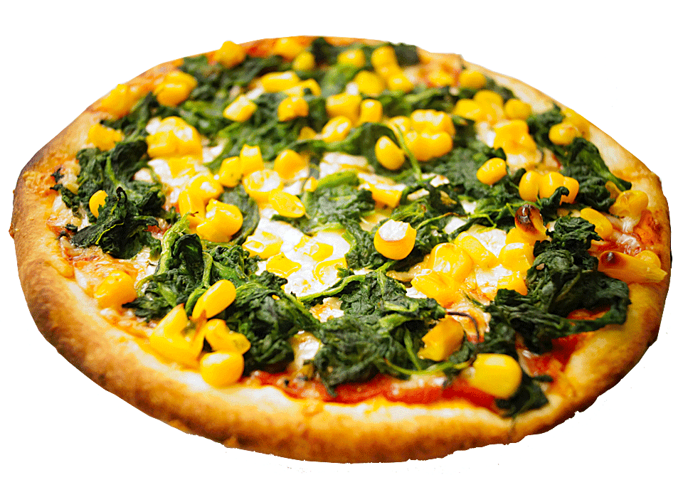 Piccola Pizza mit Mais und Spinat 20 cm